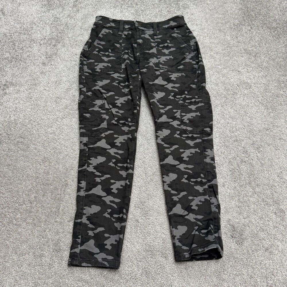 Banana Republic Sloan Utility Camo Stretch Ankle Cargo Pants Womens 2P Gray